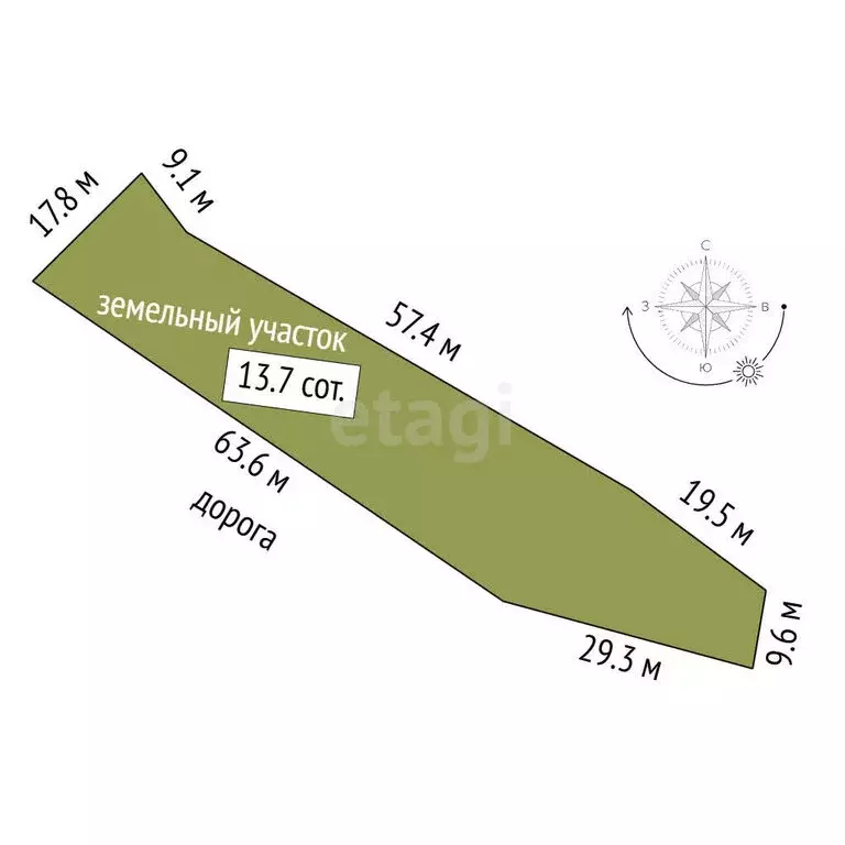 Участок в Симферополь, улица Бородина (13.72 м) - Фото 1