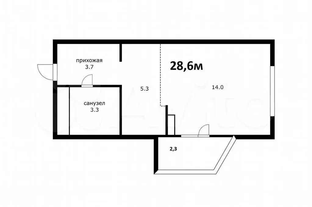 Квартира-студия, 26,3 м, 13/23 эт. - Фото 0