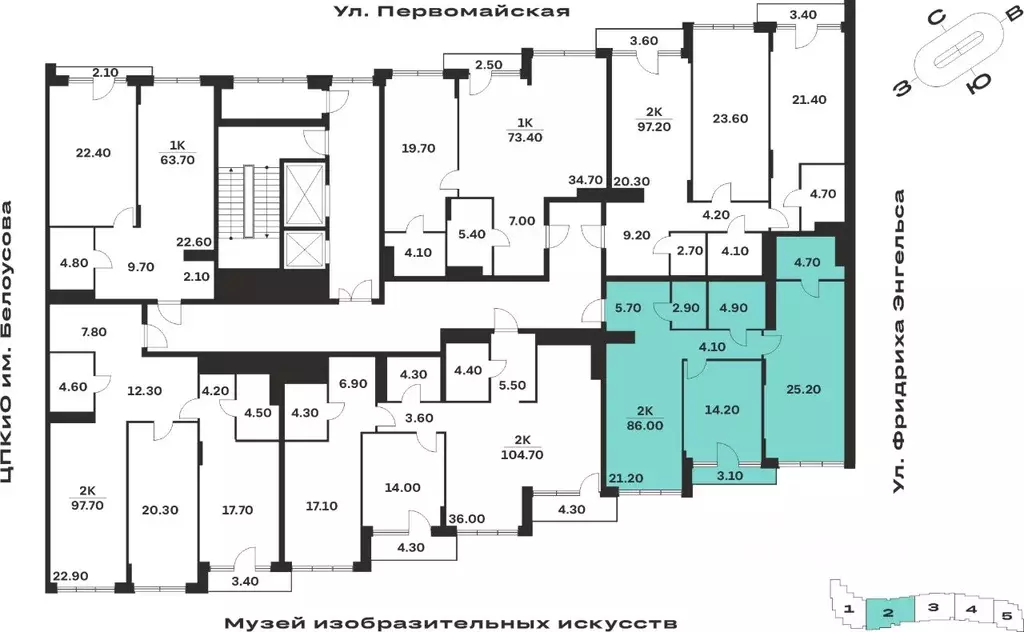 2-к кв. Тульская область, Тула ул. Фридриха Энгельса, 62 (86.0 м) - Фото 1