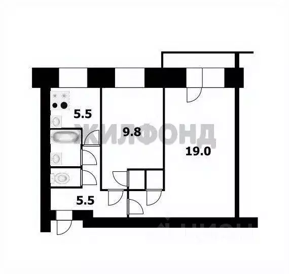 Квартира, 2 комнаты, 39.1 м - Фото 0