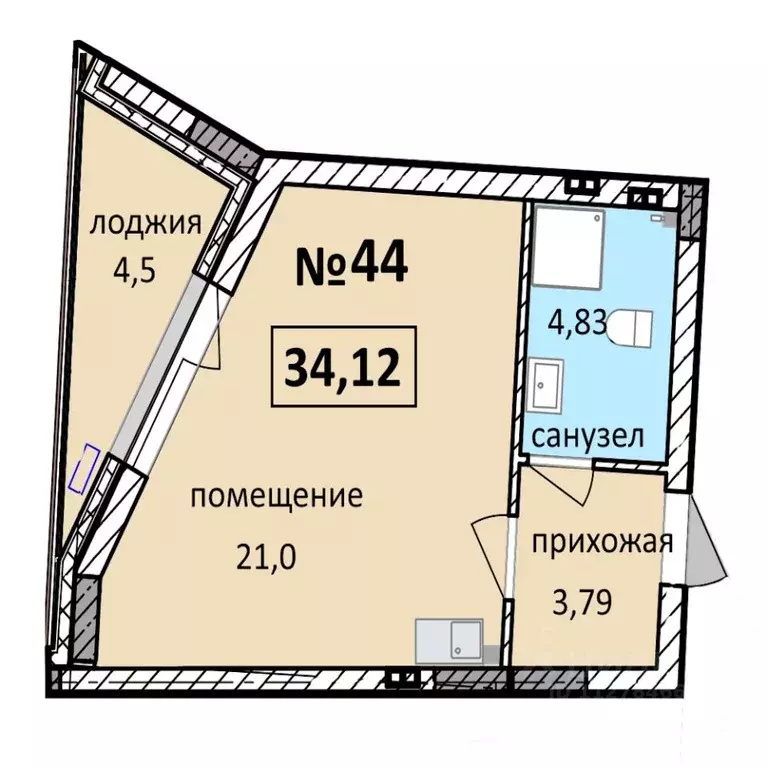 1-к кв. Калининградская область, Балтийск  (34.12 м) - Фото 0