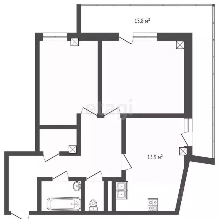 2-к кв. Ростовская область, Аксай ул. Мира, 1 (61.1 м) - Фото 1