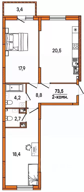 2-к кв. Ульяновская область, Ульяновск Киндяковка мкр, Заря жилой ... - Фото 1