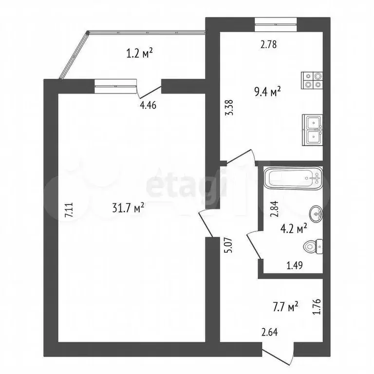 1-к. квартира, 53 м, 5/10 эт. - Фото 0