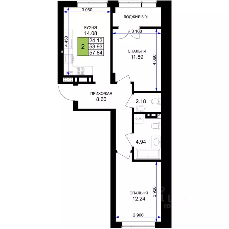 2-к кв. Калининградская область, Гурьевск Включи жилой комплекс (55.89 ... - Фото 1