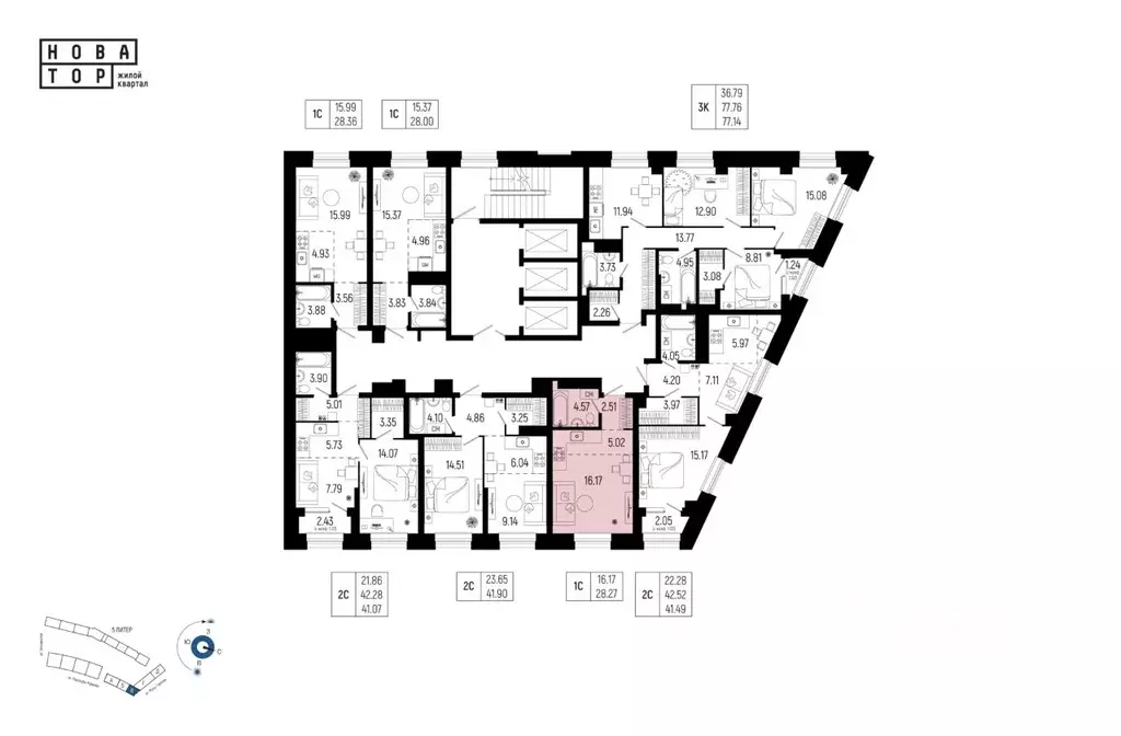 1-к кв. Башкортостан, Уфа Глумилино-1 мкр, Новатор жилой комплекс ... - Фото 2