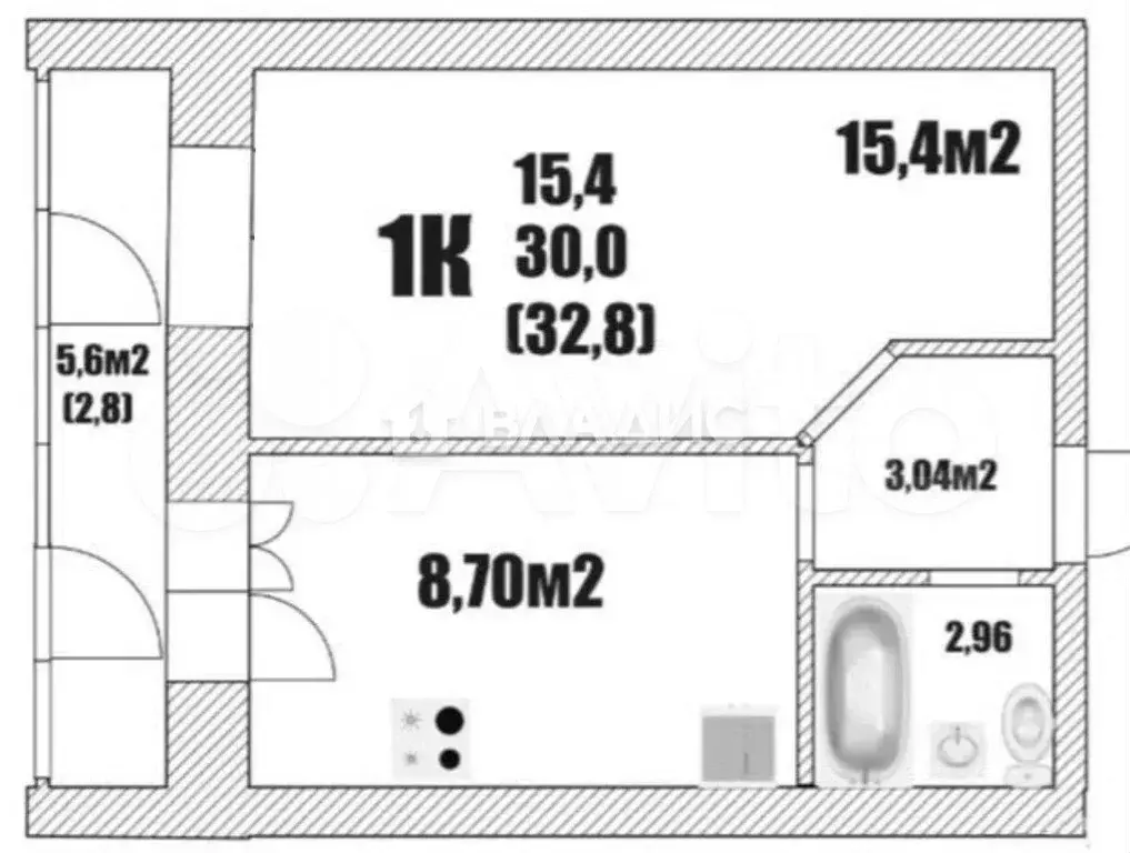 1-к. квартира, 33 м, 6/9 эт. - Фото 0