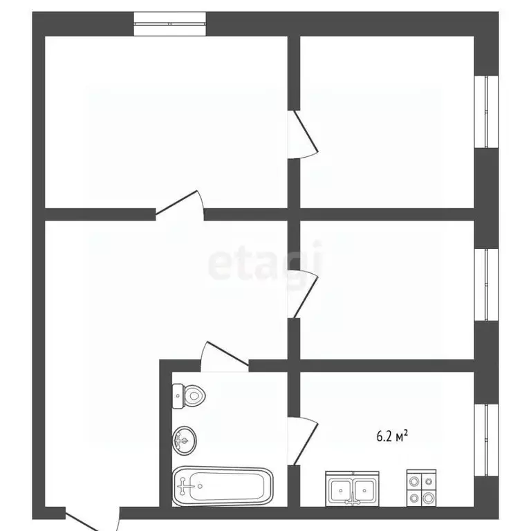 3-к кв. Крым, Евпатория ул. Советская, 6 (51.4 м) - Фото 2