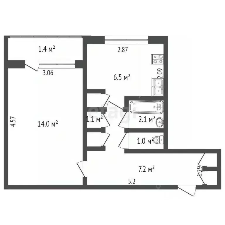 1-к кв. Мордовия, Саранск ул. Пушкина, 62к3 (33.0 м) - Фото 1