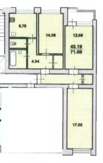 3-к. квартира, 70,4 м, 3/9 эт. - Фото 0