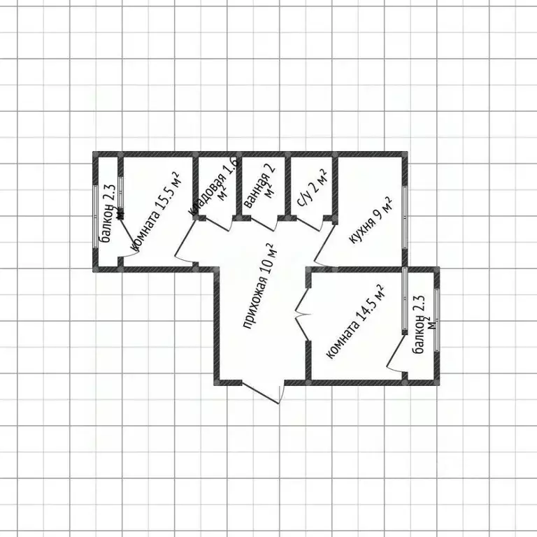 2-к кв. Адыгея, Майкоп Кирпичная ул., 53 (51.1 м) - Фото 2