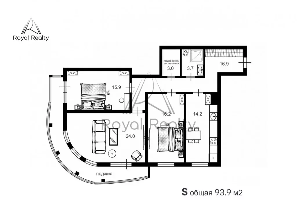 3-к кв. Санкт-Петербург ул. Черняховского, 25 (93.9 м) - Фото 2
