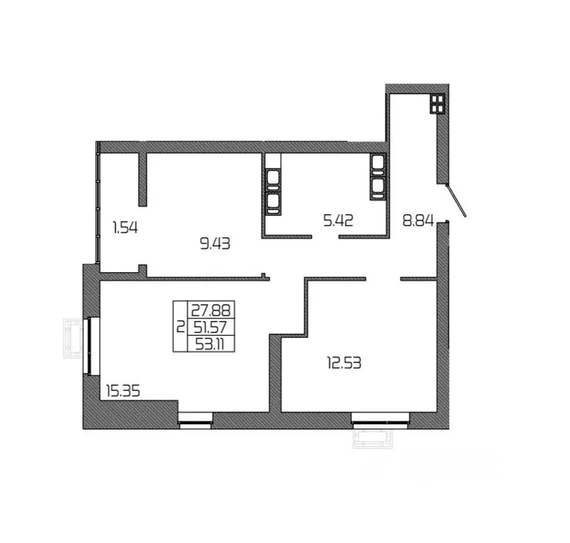 2-к кв. Волгоградская область, Волгоград Селена жилой комплекс (53.11 ... - Фото 1