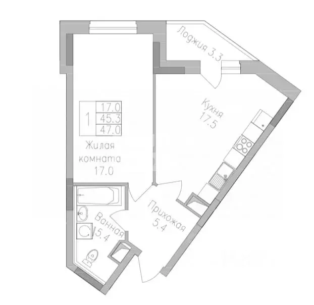 1-к кв. Липецкая область, Липецк ул. Тельмана, 120 (47.0 м) - Фото 1