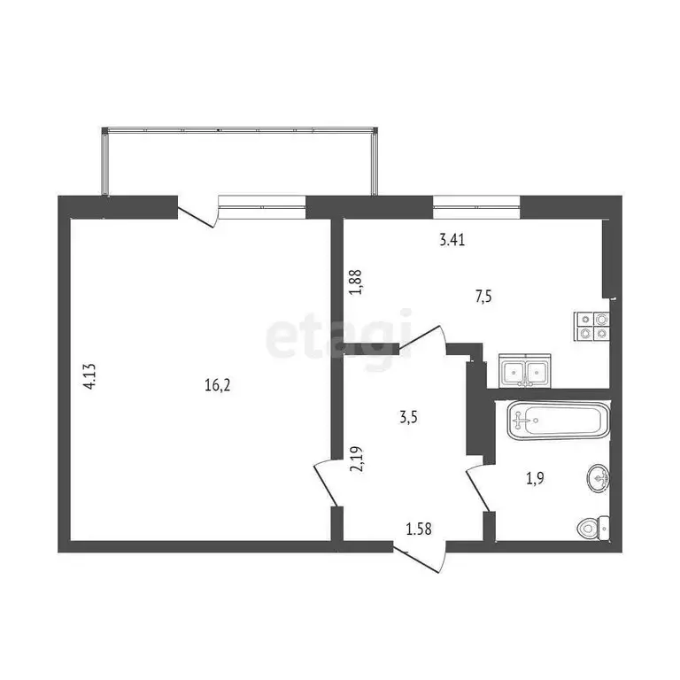1-комнатная квартира: Саки, улица Ленина, 41 (30 м) - Фото 1