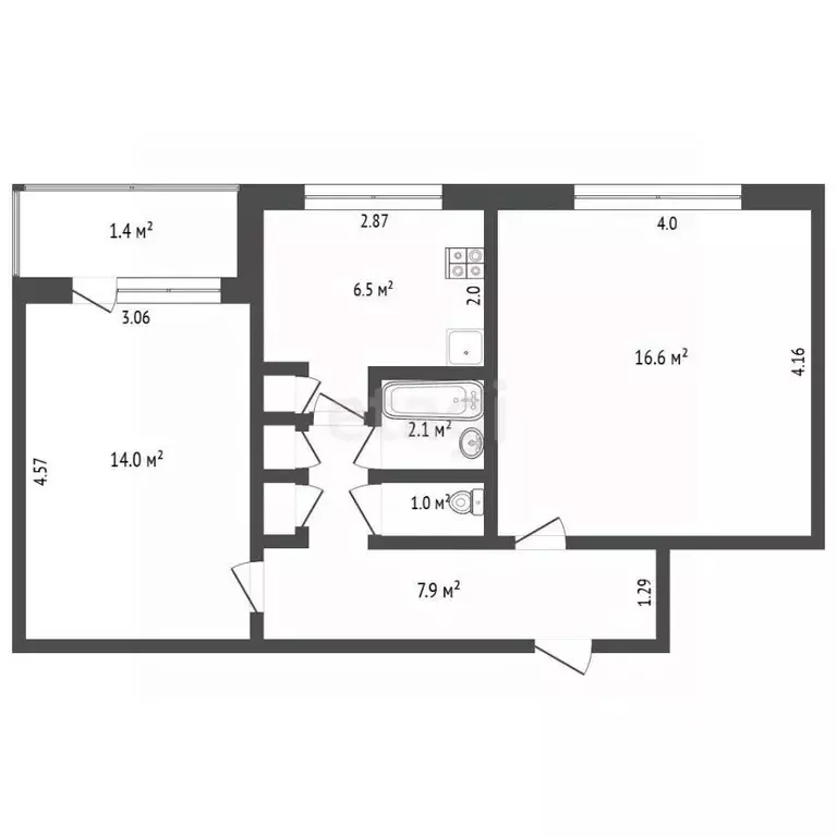 2-к кв. Мордовия, Саранск ул. Коваленко, 25 (50.0 м) - Фото 2