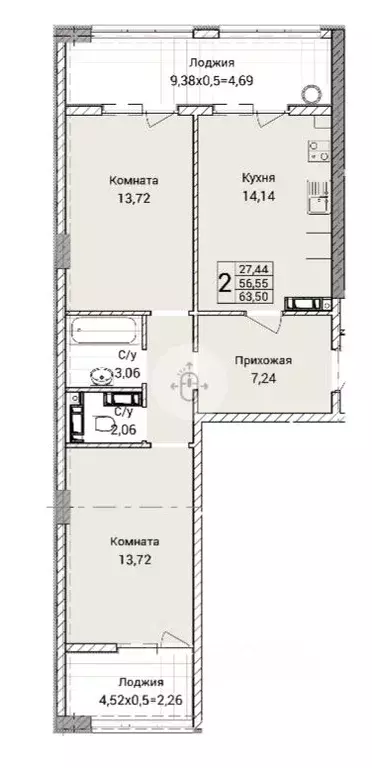 2-к кв. Севастополь ул. Братьев Манганари, 28 (63.5 м) - Фото 1