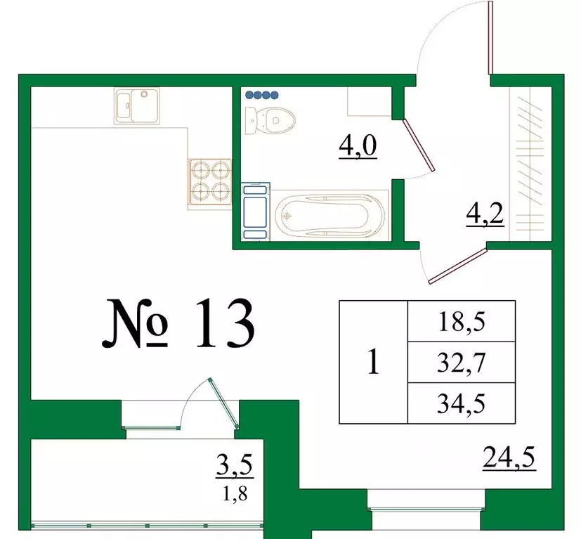 Студия Ленинградская область, Гатчина Красносельское ш., 4А (34.5 м) - Фото 0
