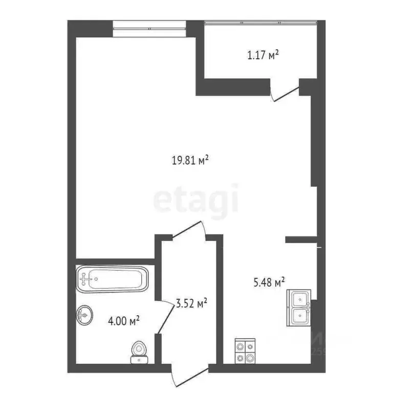 Студия Крым, Симферополь ул. Бородина (34.0 м) - Фото 2