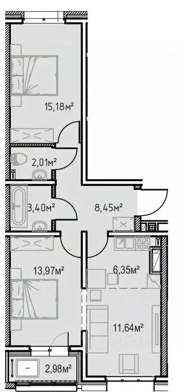 2-к кв. Иркутская область, Иркутск Иркутск-2 мкр, Зенит жилой комплекс ... - Фото 1