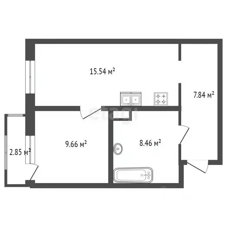 1-к кв. Санкт-Петербург ул. Ивинская, 19к1 (42.0 м) - Фото 1