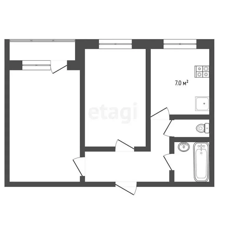 2-комнатная квартира: Ярославль, проезд Доброхотова, 14 (43.3 м) - Фото 0
