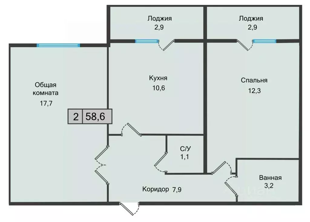 2-к кв. ставропольский край, железноводск (58.6 м) - Фото 0