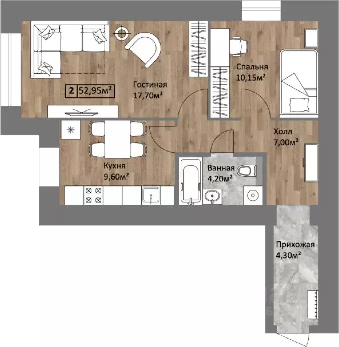 2-к кв. Ярославская область, Ярославль ул. Старая Костромская, 6 (53.0 ... - Фото 2