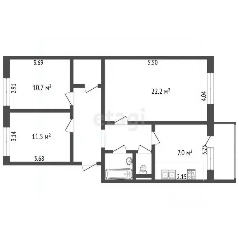 3-к кв. Вологодская область, Череповец 104-й мкр,  (73.0 м) - Фото 2