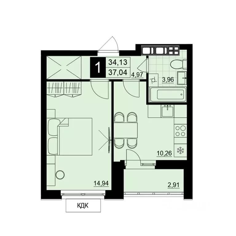 1-к кв. Самарская область, Самара АмГрад жилой комплекс (35.59 м) - Фото 1