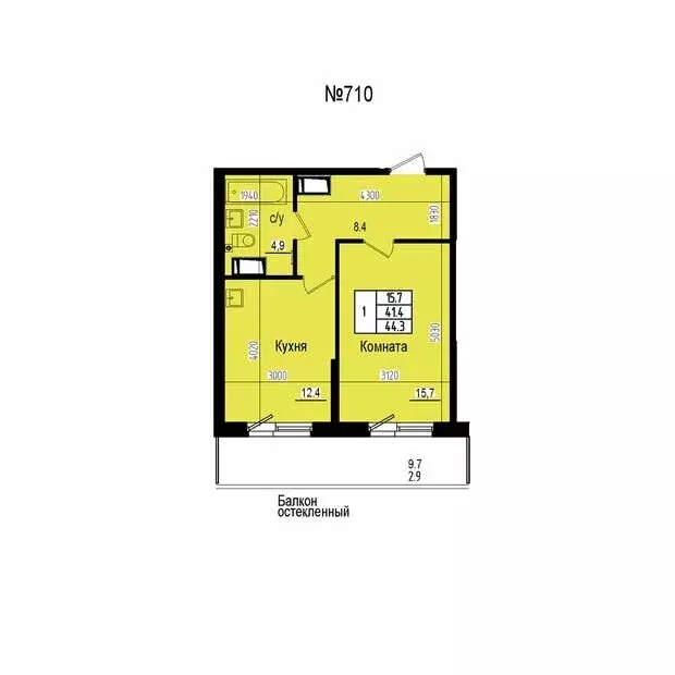 1-комнатная квартира: посёлок Парголово, Ольгинская дорога, 3/20 (44.3 ... - Фото 2