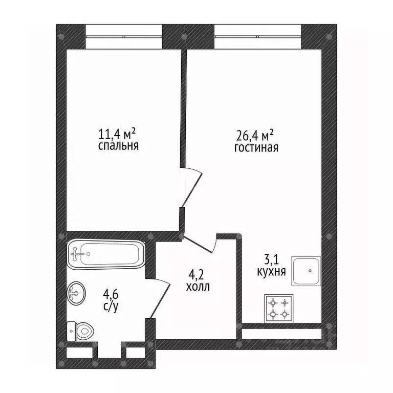 2-к кв. Башкортостан, Уфа ул. Гали Ибрагимова, 5/1 (39.5 м) - Фото 1