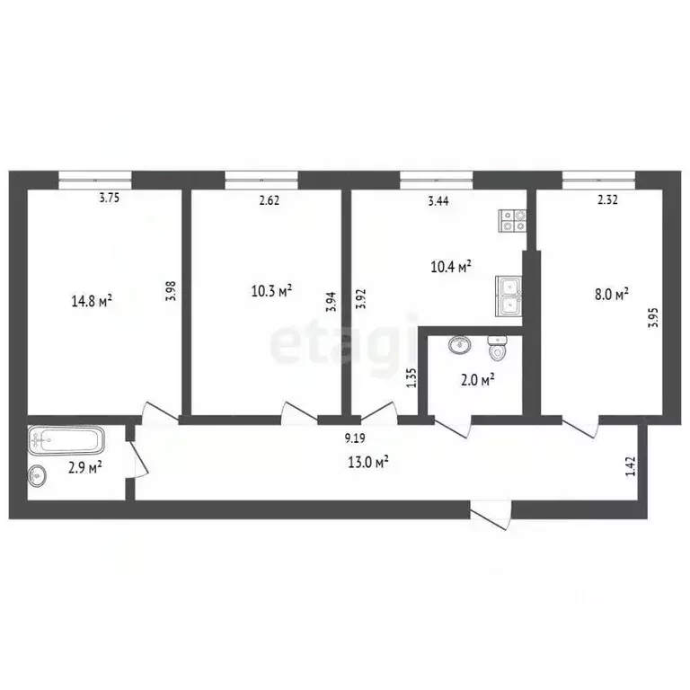 3-к кв. Крым, Евпатория ш. Черноморское, 7А (61.4 м) - Фото 2