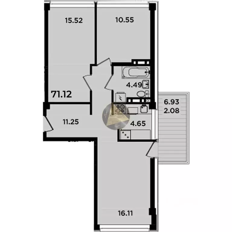 2-к кв. Крым, Ялта муниципальный округ, Гурзуф пгт ул. Геологов, 7к3 ... - Фото 2
