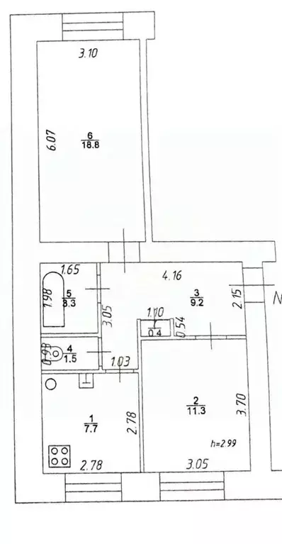 2-к кв. Татарстан, Казань ул. Жуковского, 12 (52.2 м) - Фото 2