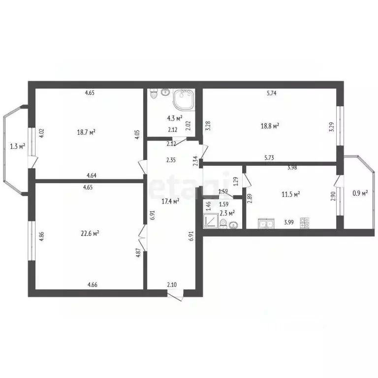 3-к кв. Мордовия, Саранск Кавказская ул., 1к2 (95.5 м) - Фото 2