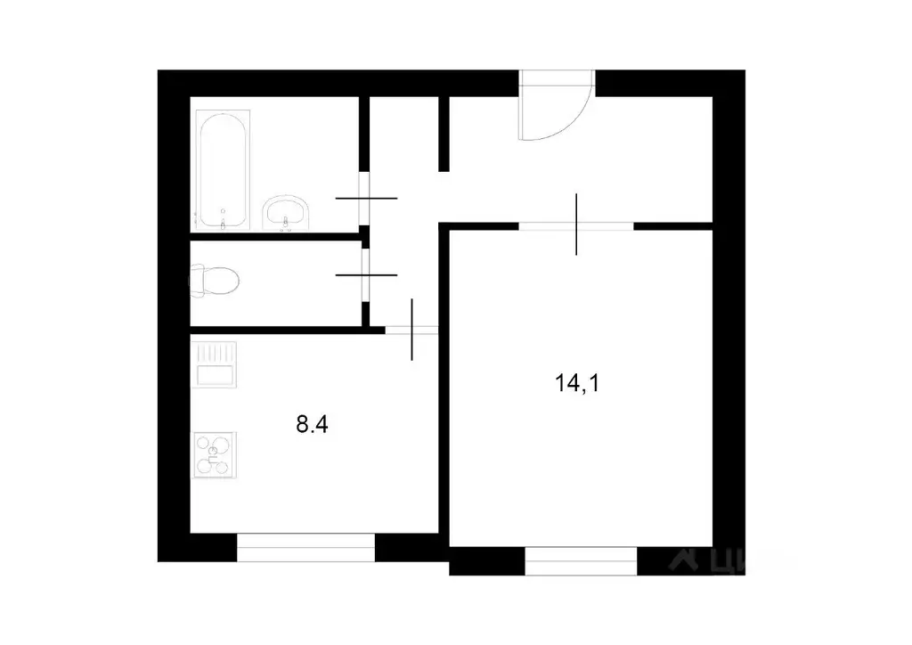 1-к кв. Москва пос. Внуково, Интернациональная ул., 2 (35.4 м) - Фото 1