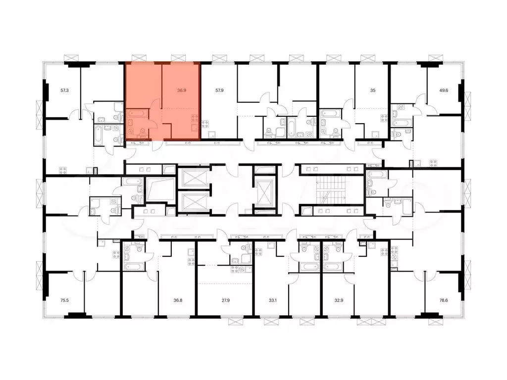 1-к. квартира, 36,9 м, 22/24 эт. - Фото 1