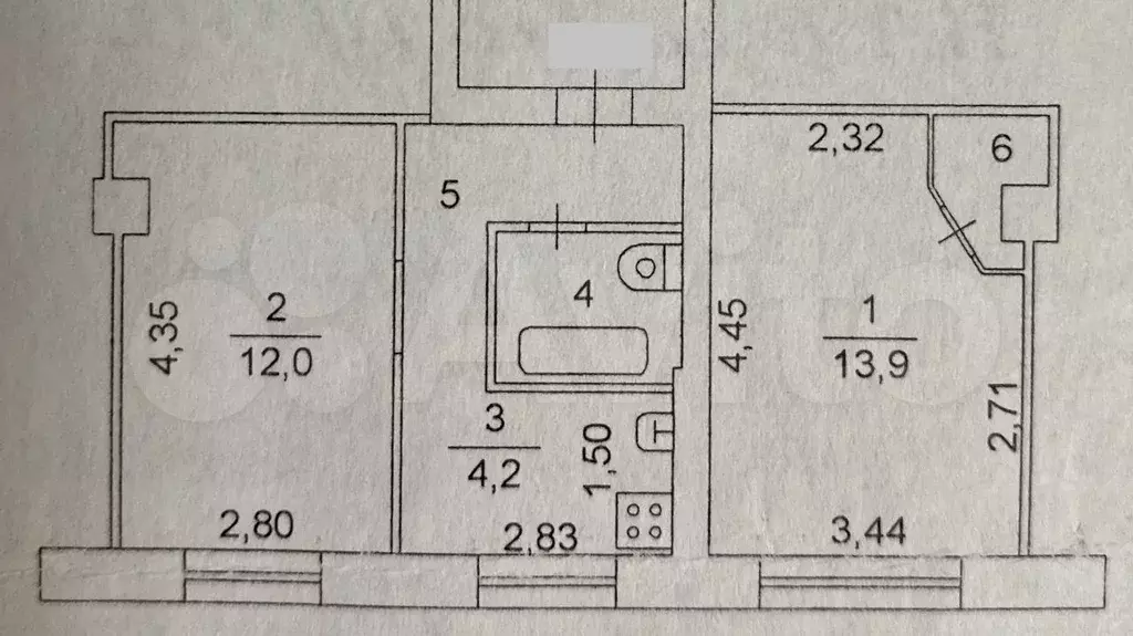 2-к. квартира, 39,8 м, 1/4 эт. - Фото 0