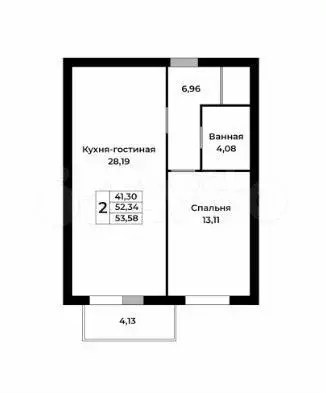 2-к. квартира, 54 м, 3/16 эт. - Фото 0
