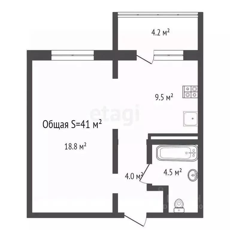 1-к кв. Новосибирская область, Новосибирск Игарская ул., 5 (41.0 м) - Фото 1