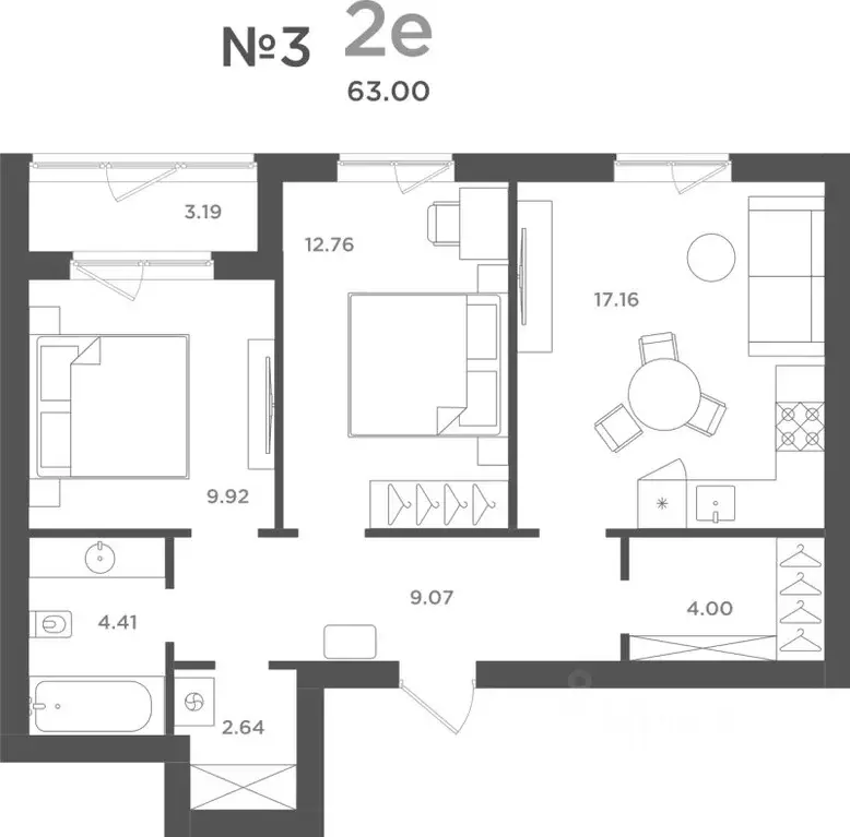 2-к кв. Калининградская область, Гурьевский муниципальный округ, пос. ... - Фото 1