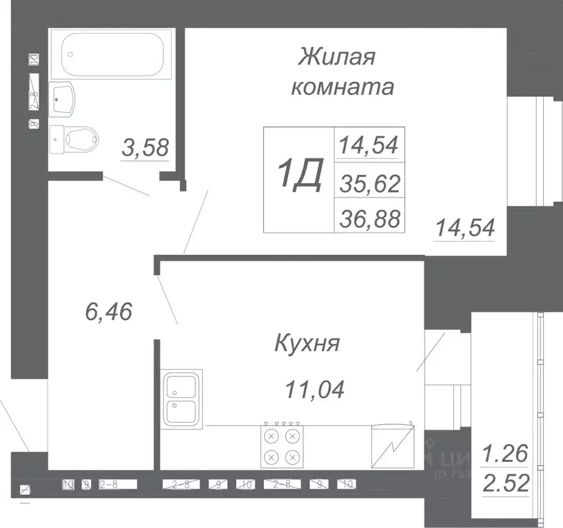 1-к кв. Татарстан, Зеленодольский район, Осиновское с/пос, с. Осиново ... - Фото 1