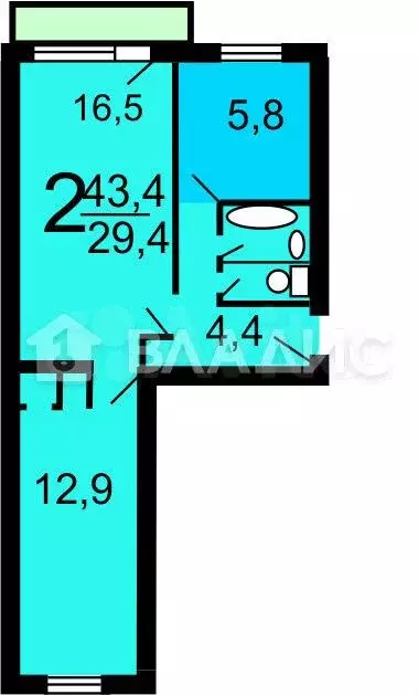2-к. квартира, 49 м, 4/5 эт. - Фото 0