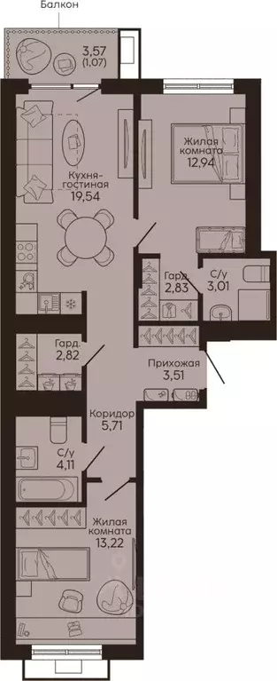 2-к кв. Свердловская область, Екатеринбург Вокзальный жилрайон,  ... - Фото 1