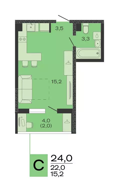 Квартира-студия: станица Марьянская, ЖК Дзенпарк (24 м) - Фото 0