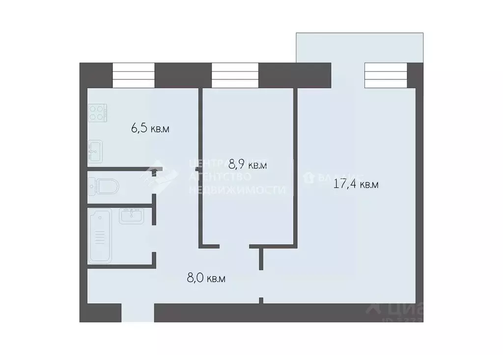 2-к кв. Рязанская область, Рязань ул. Профессора Никулина, 4 (44.6 м) - Фото 2