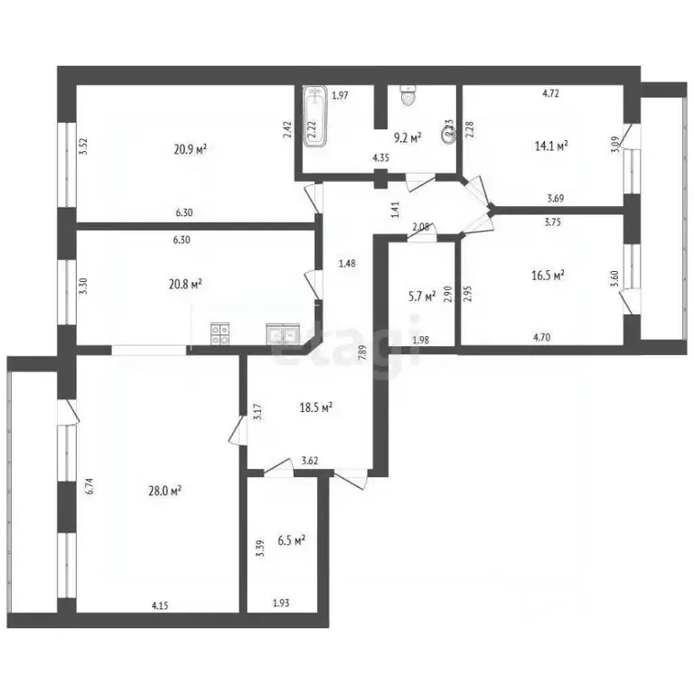 4-к кв. Кемеровская область, Кемерово ул. Тухачевского, 45В (143.8 м) - Фото 2