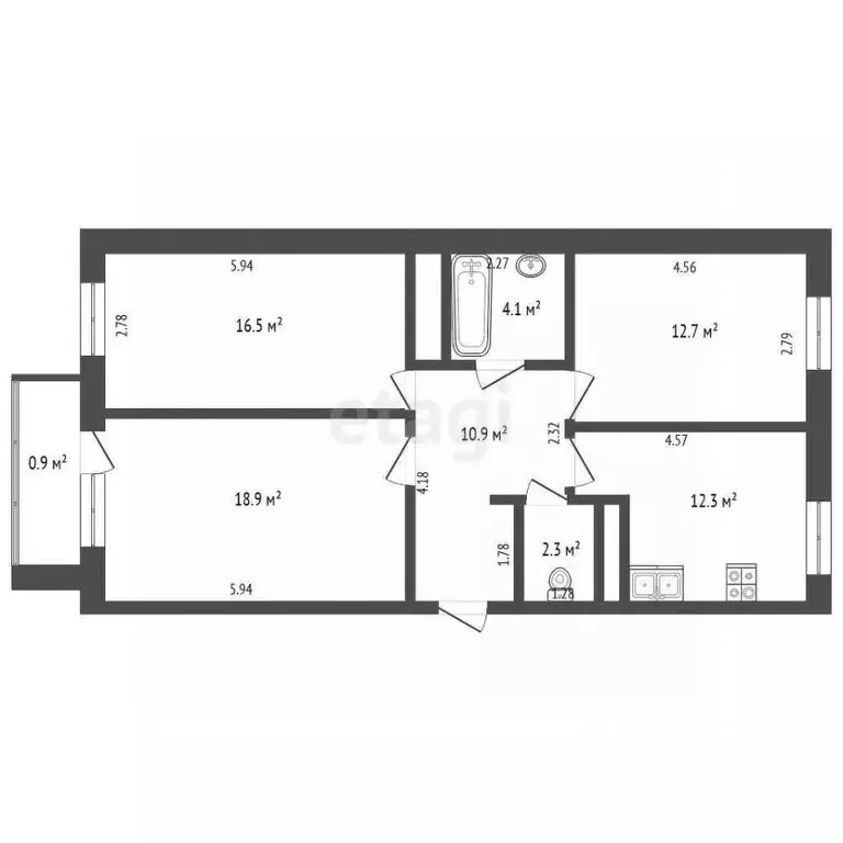 3-к кв. Ямало-Ненецкий АО, Новый Уренгой Созидателей мкр, 4/1 (77.7 м) - Фото 2