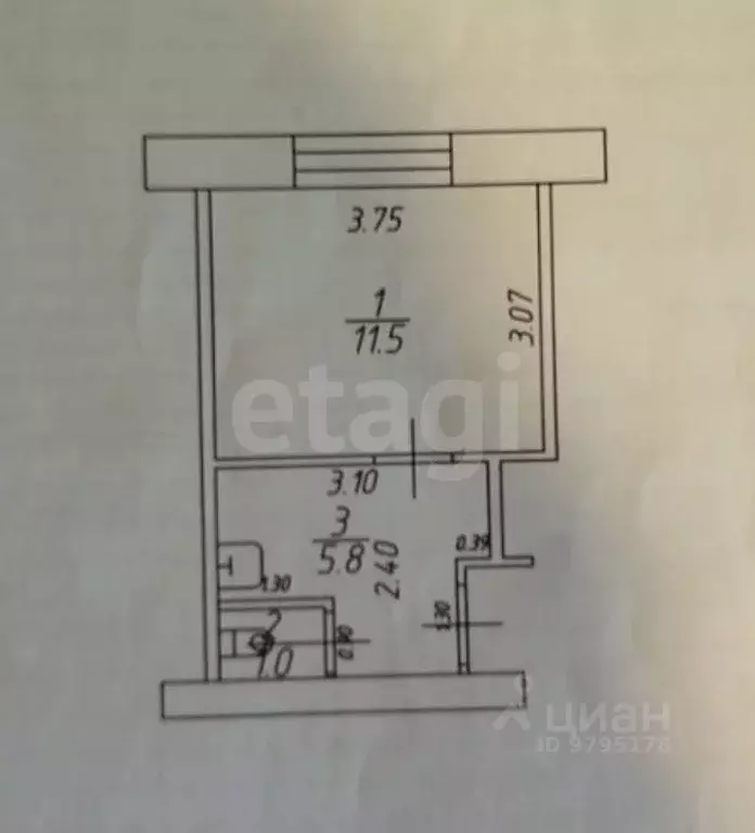 1-к кв. Татарстан, Казань ул. Химиков, 45А (17.7 м) - Фото 2